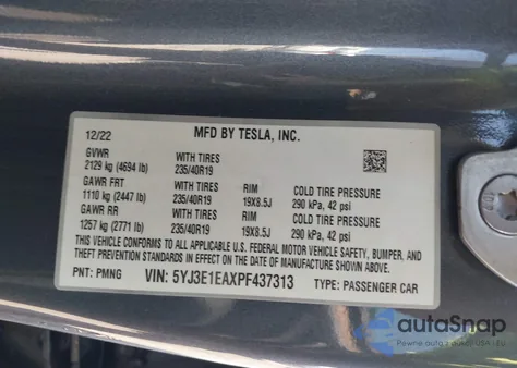 2023 Tesla Model 3 Rear-Wheel Drive from USA, damaged, VIN 5YJ3E1EAXPF437313